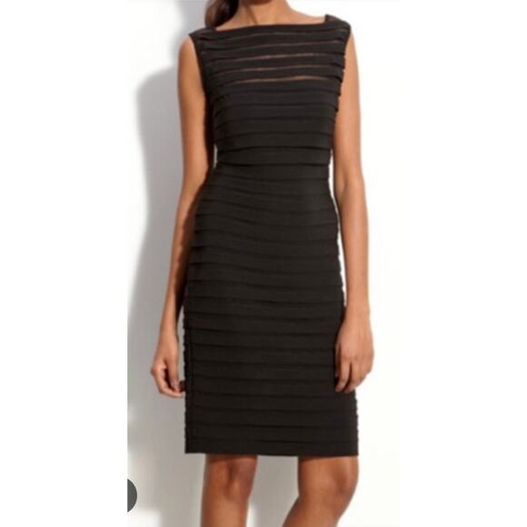 Tadashi Shoji Dresses & Skirts - NWT Tadashi Shoji Black Sheer Stripe Sleeveless Cocktail Dress Size Medium